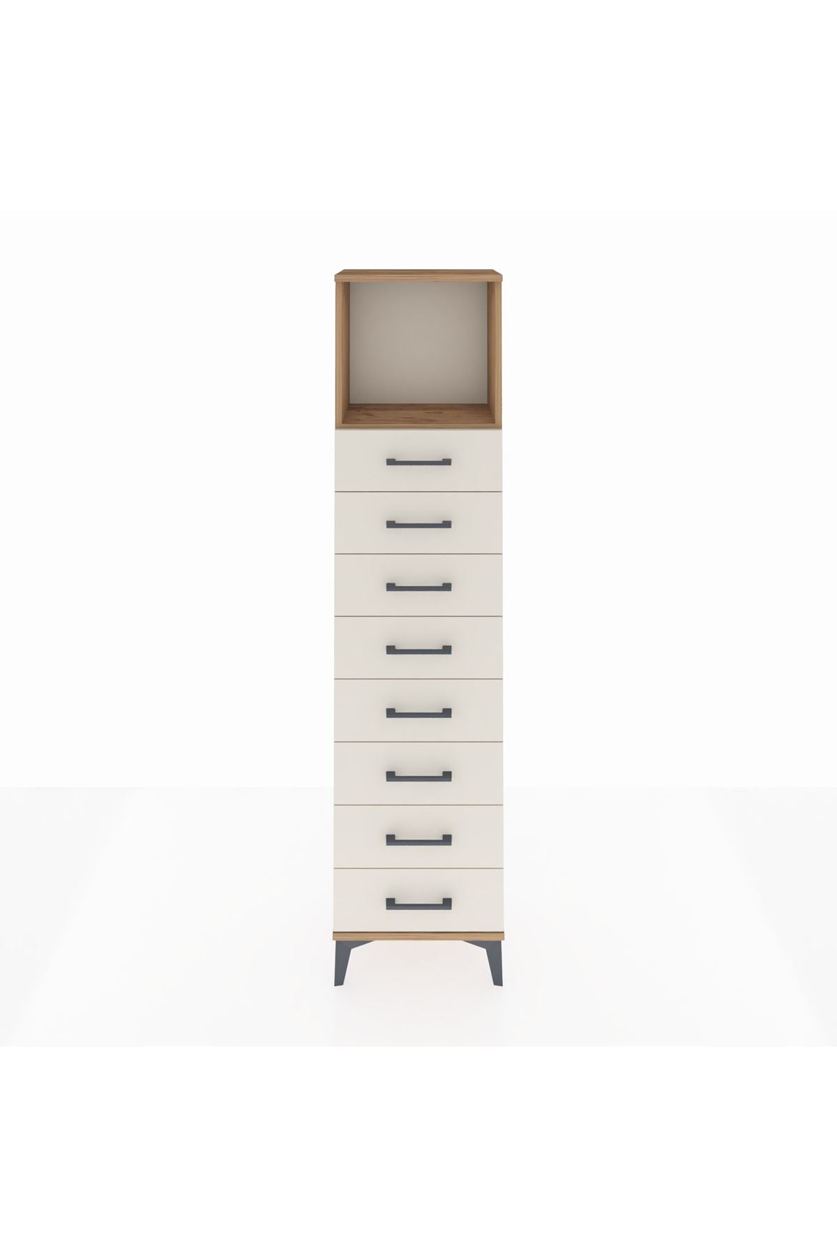 Arges Dolap Tek Raflı 8 Çekmeceli 44x30x182 Çam-Aytaşı