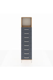 Arges Dolap Tek Raflı 8 Çekmeceli 44x30x182 Çam-Antrasit