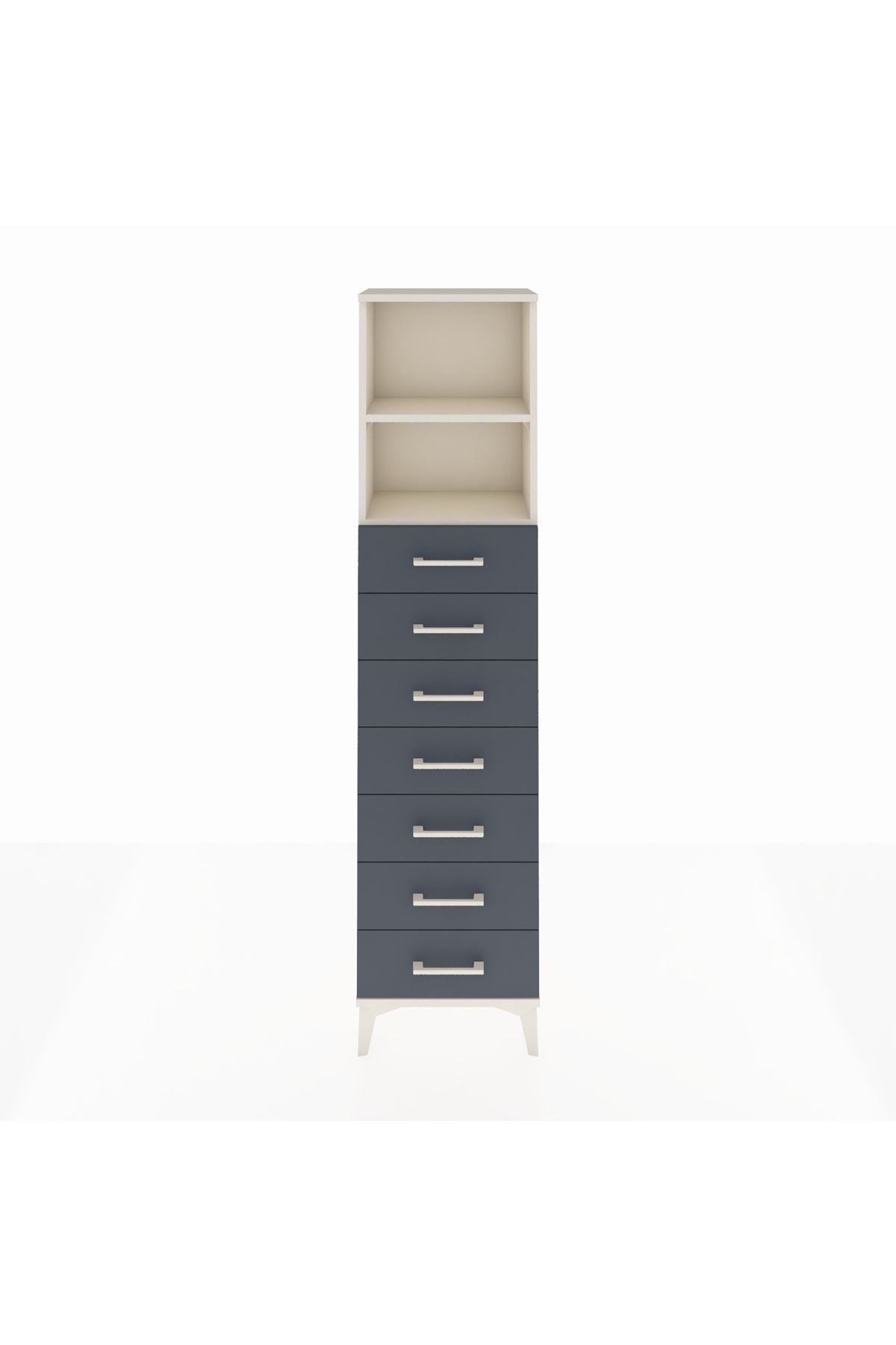 Arges Dolap 2 Raflı 7 Çekmeceli 44x30x182 Aytaşı-Antrasit