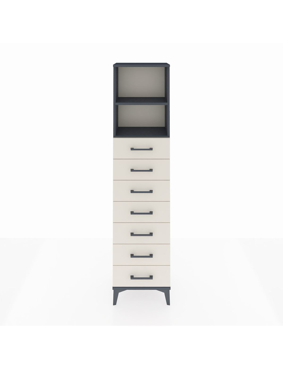 Arges Dolap 2 Raflı 7 Çekmeceli 44x30x182 Antrasit-Aytaşı