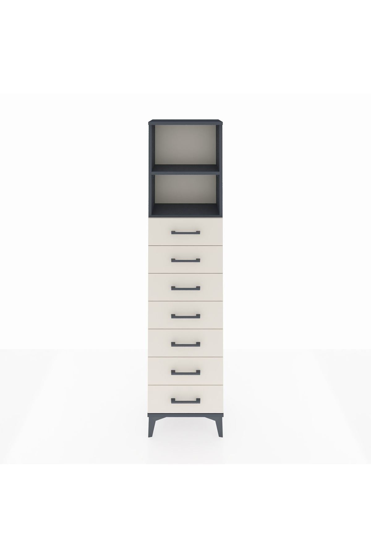 Arges Dolap 2 Raflı 7 Çekmeceli 44x30x182 Antrasit-Aytaşı