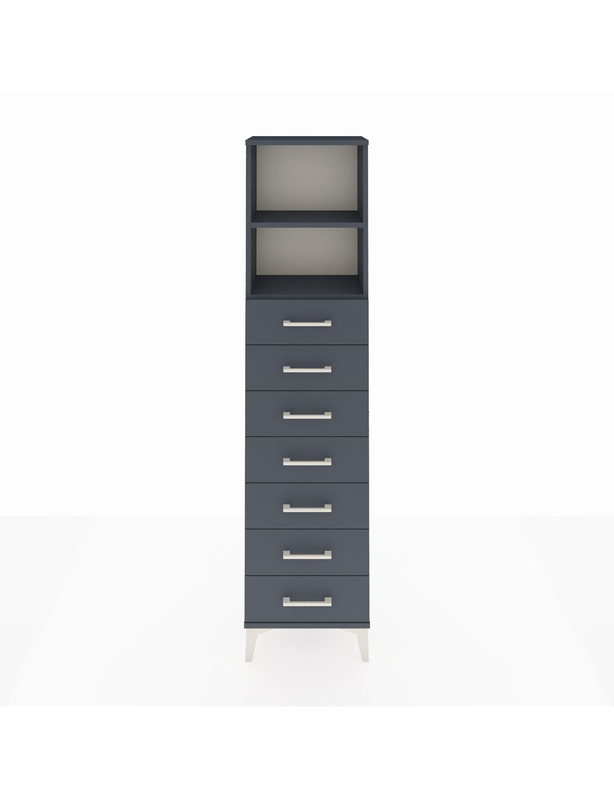 Arges Dolap 2 Raflı 7 Çekmeceli 44x30x182 Antrasit-Antrasit