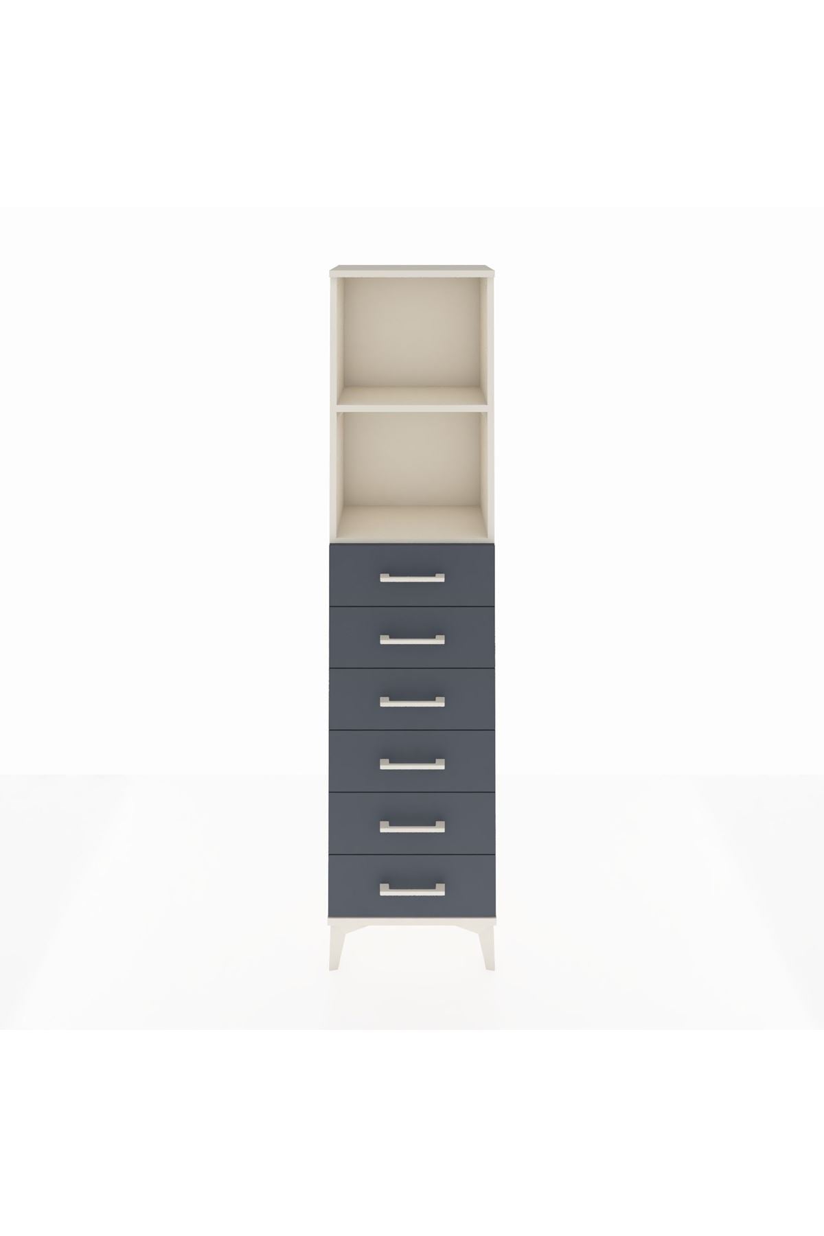 Arges Dolap 2 Raflı 6 Çekmeceli 44x30x182 Aytaşı-Antrasit