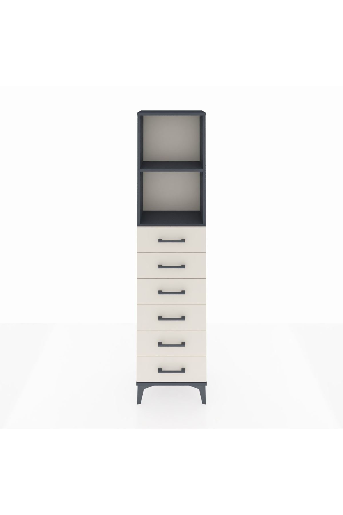 Arges Dolap 2 Raflı 6 Çekmeceli 44x30x182 Antrasit-Aytaşı