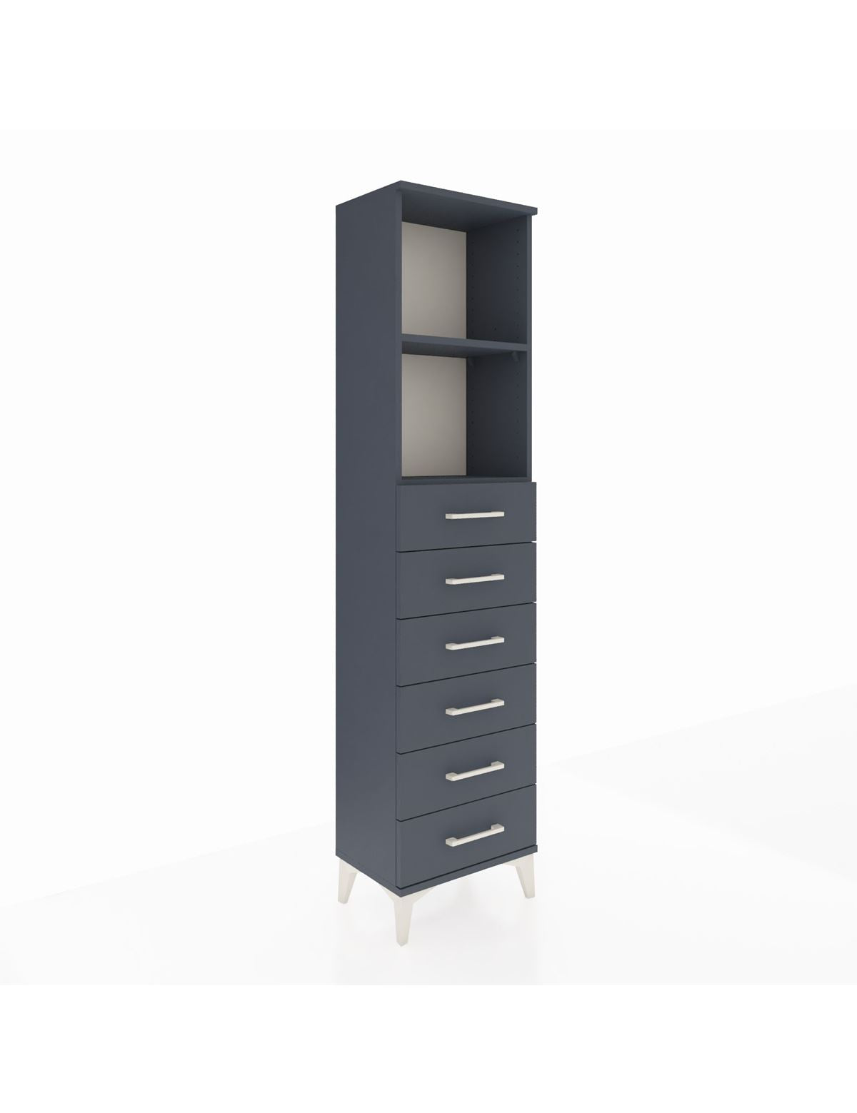 Arges Dolap 2 Raflı 6 Çekmeceli 44x30x182 Antrasit-Antrasit