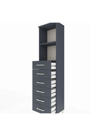 Arges Dolap 2 Raflı 6 Çekmeceli 44x30x182 Antrasit-Antrasit