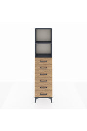 Arges Dolap 2 Raflı 6 Çekmeceli 44x30x182 Antrasit-Çam