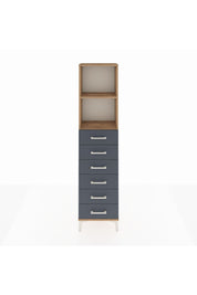 Arges Dolap 2 Raflı 6 Çekmeceli 44x30x182 Çam-Antrasit