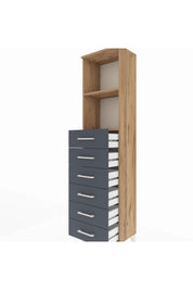 Arges Dolap 2 Raflı 6 Çekmeceli 44x30x182 Çam-Antrasit