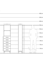 Arges Dolap 2 Raflı 6 Çekmeceli 44x30x182 Çam-Antrasit
