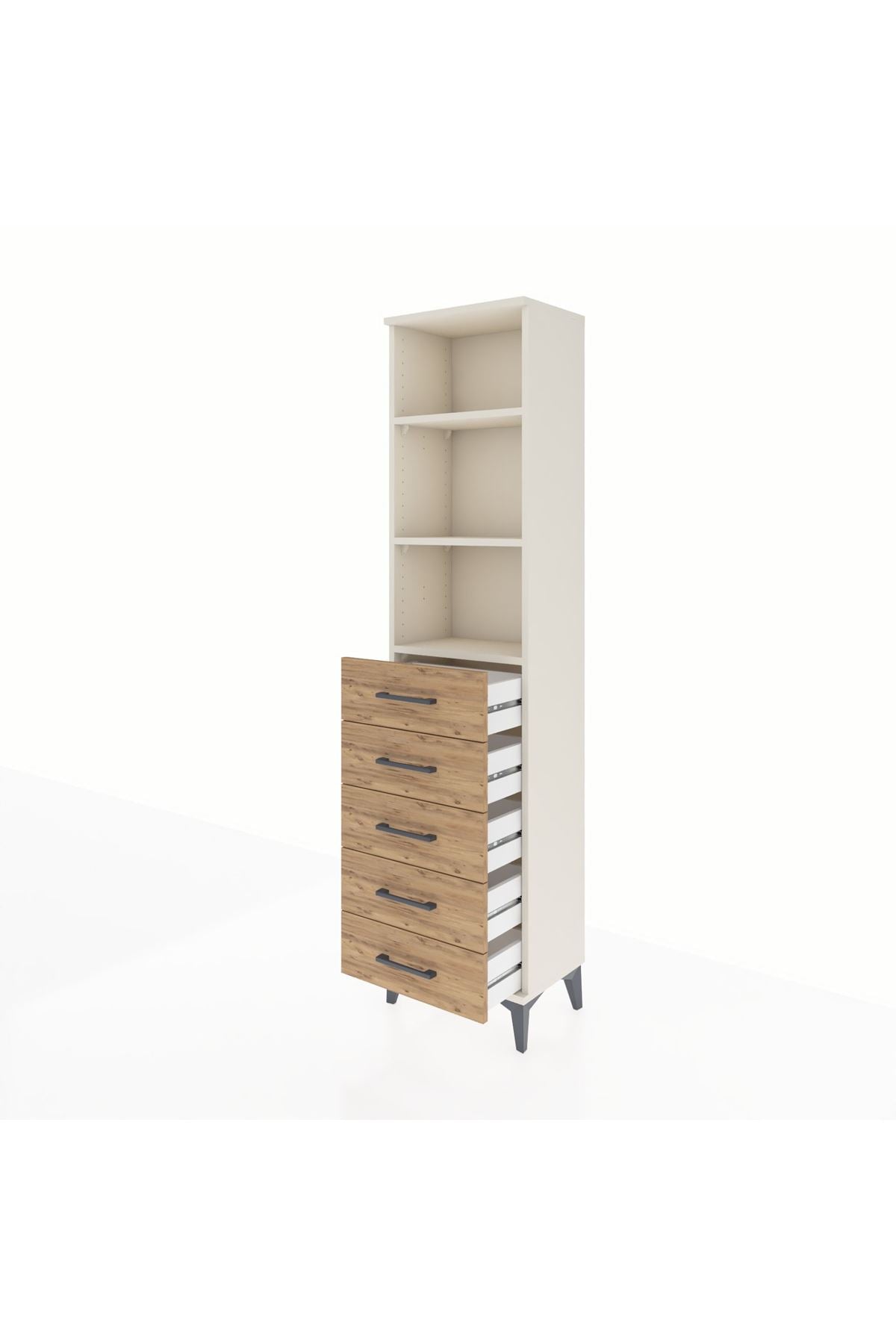 Arges Dolap 3 Raflı 5 Çekmeceli 44x30x182 Aytaşı-Çam