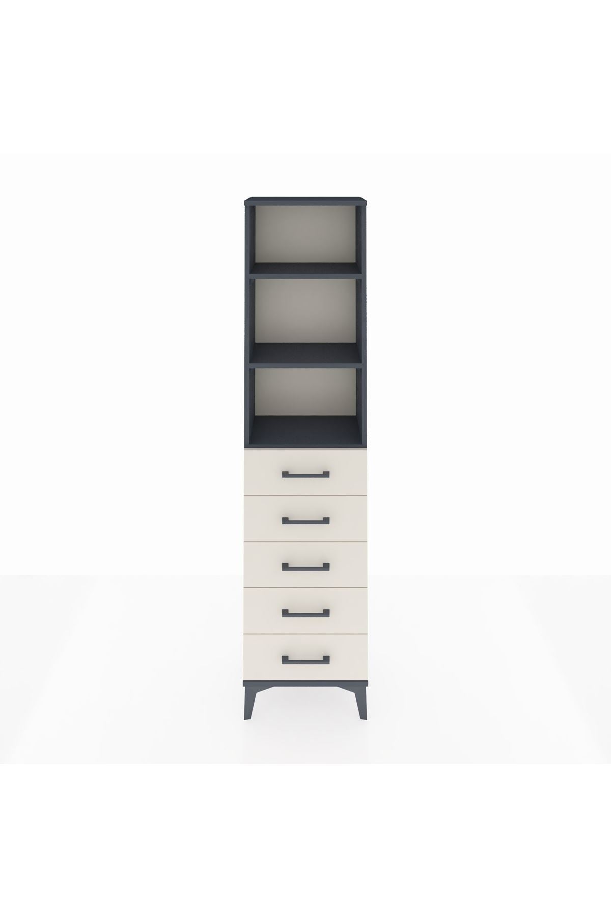 Arges Dolap 3 Raflı 5 Çekmeceli 44x30x182 Antrasit-Aytaşı