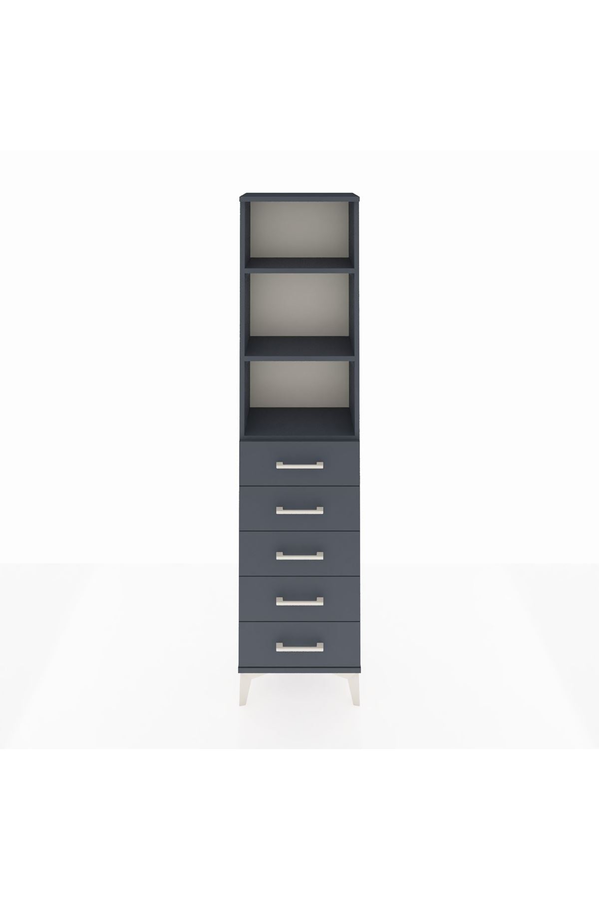 Arges Dolap 3 Raflı 5 Çekmeceli 44x30x182 Antrasit-Antrasit