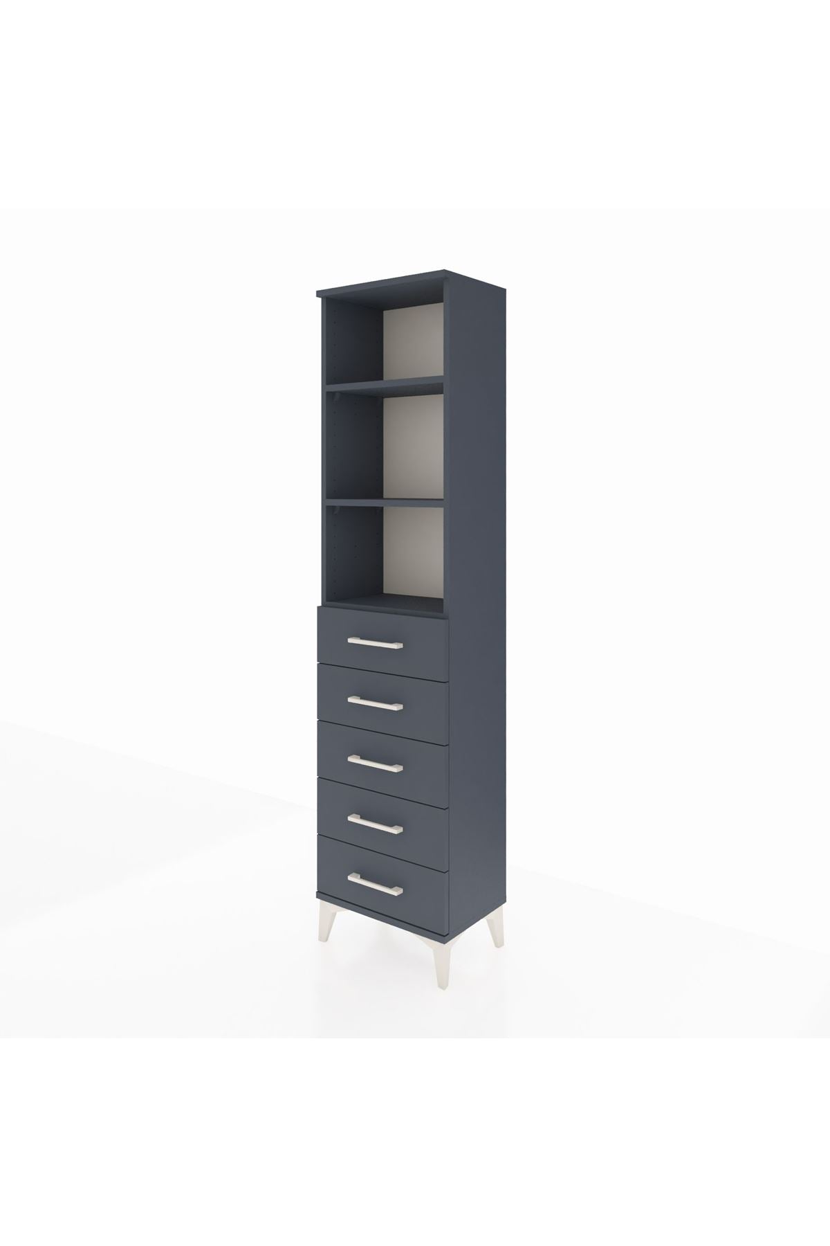 Arges Dolap 3 Raflı 5 Çekmeceli 44x30x182 Antrasit-Antrasit