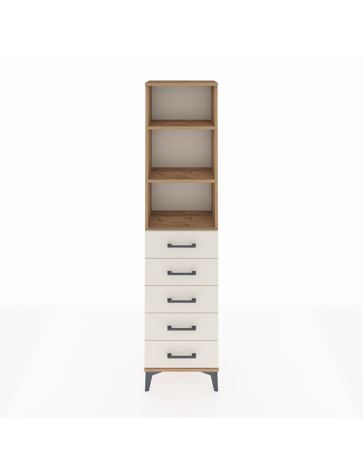 Arges Dolap 3 Raflı 5 Çekmeceli 44x30x182 Çam-Aytaşı