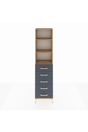 Arges Dolap 3 Raflı 5 Çekmeceli 44x30x182 Çam-Antrasit