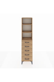 Arges Dolap 3 Raflı 5 Çekmeceli 44x30x182 Çam-Çam