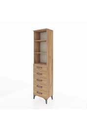 Arges Dolap 3 Raflı 5 Çekmeceli 44x30x182 Çam-Çam