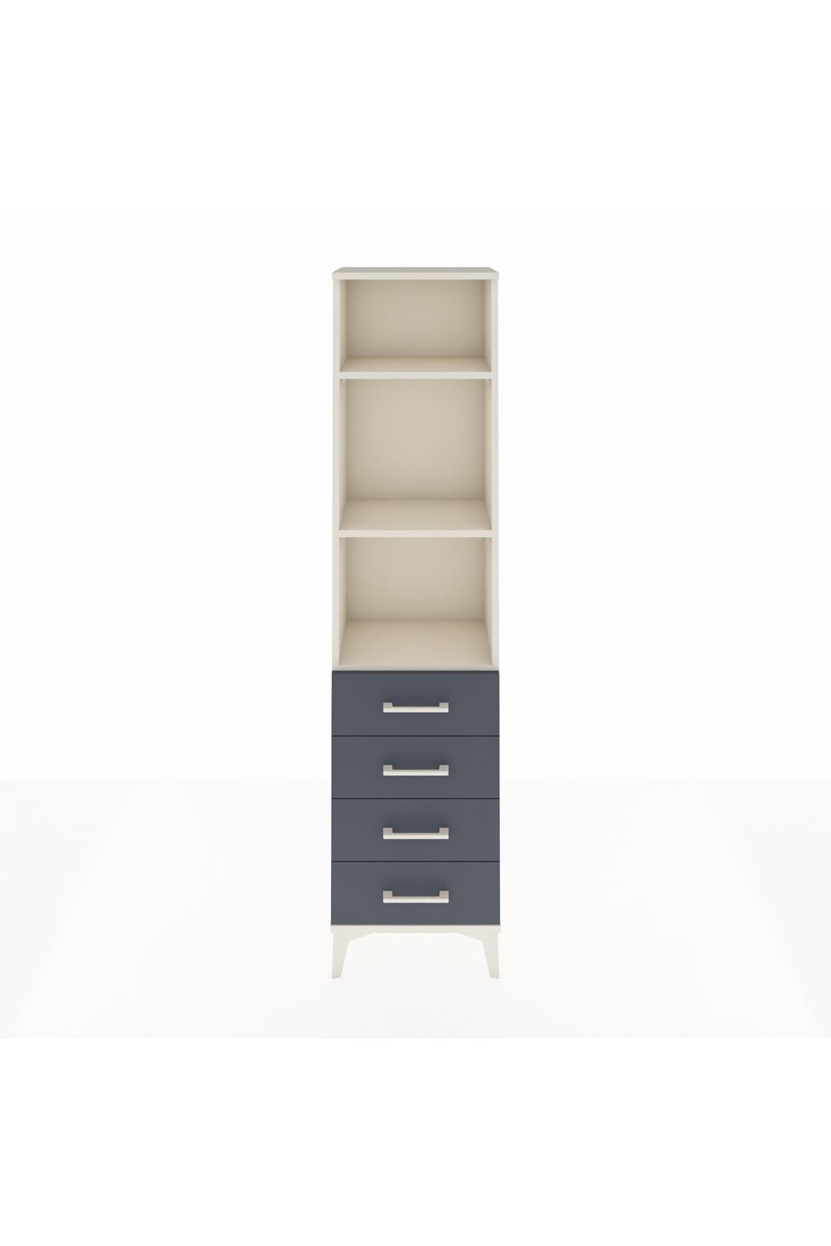 Arges Dolap 3 Raflı 4 Çekmeceli 44x30x182 Aytaşı-Antrasit