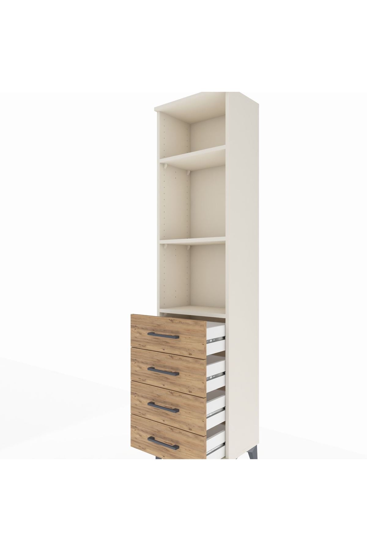 Arges Dolap 3 Raflı 4 Çekmeceli 44x30x182 Aytaşı-Çam