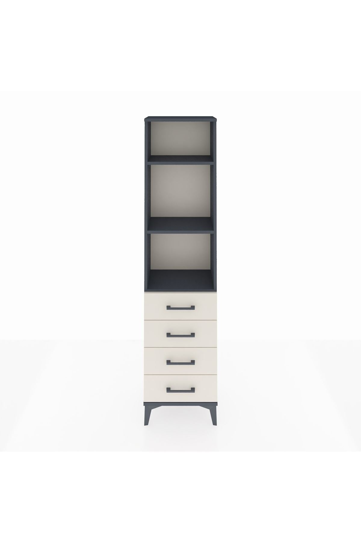 Arges Dolap 3 Raflı 4 Çekmeceli 44x30x182 Antrasit-Aytaşı