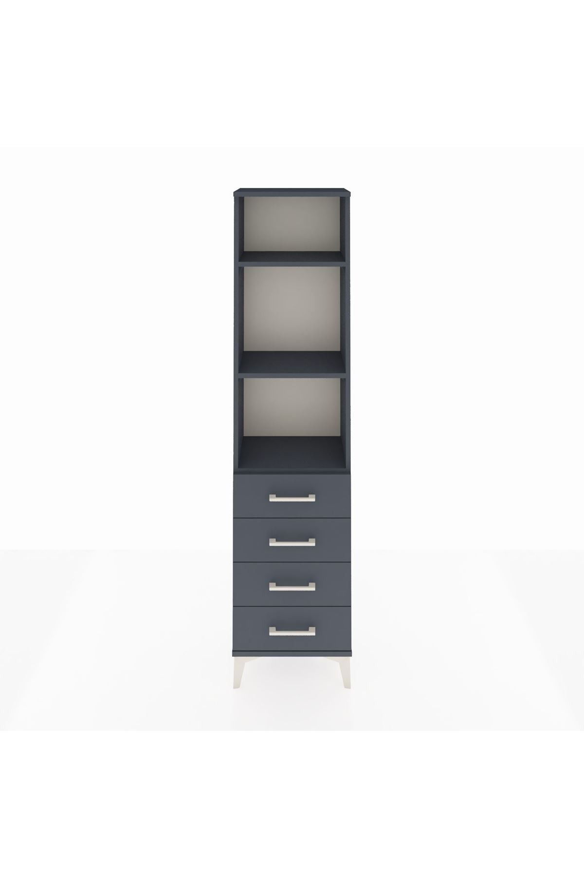 Arges Dolap 3 Raflı 4 Çekmeceli 44x30x182 Antrasit-Antrasit