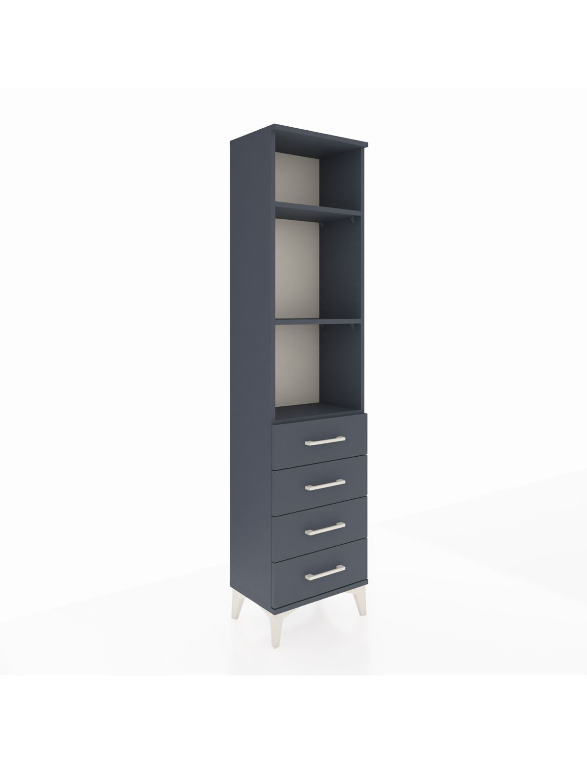 Arges Dolap 3 Raflı 4 Çekmeceli 44x30x182 Antrasit-Antrasit