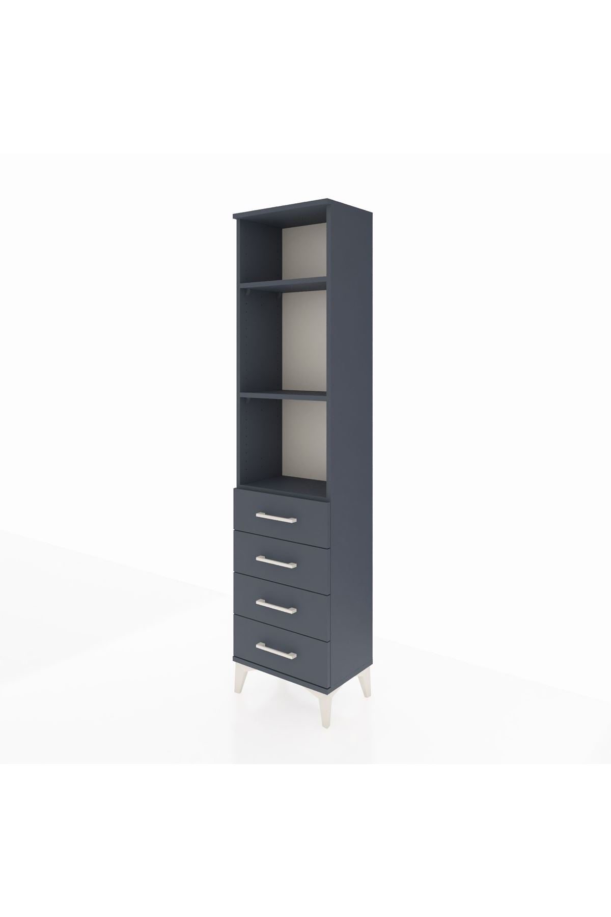 Arges Dolap 3 Raflı 4 Çekmeceli 44x30x182 Antrasit-Antrasit