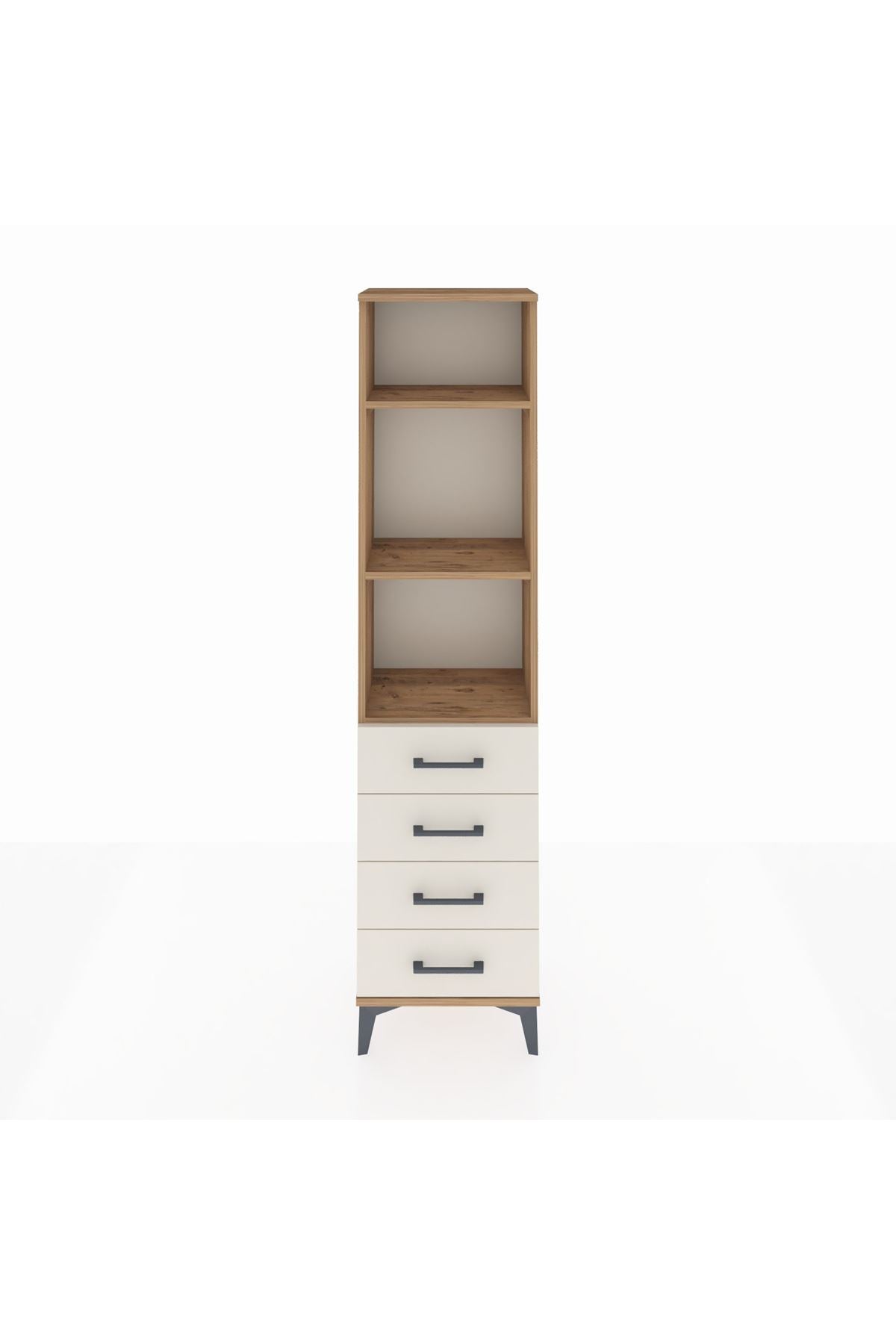 Arges Dolap 3 Raflı 4 Çekmeceli 44x30x182 Çam-Aytaşı