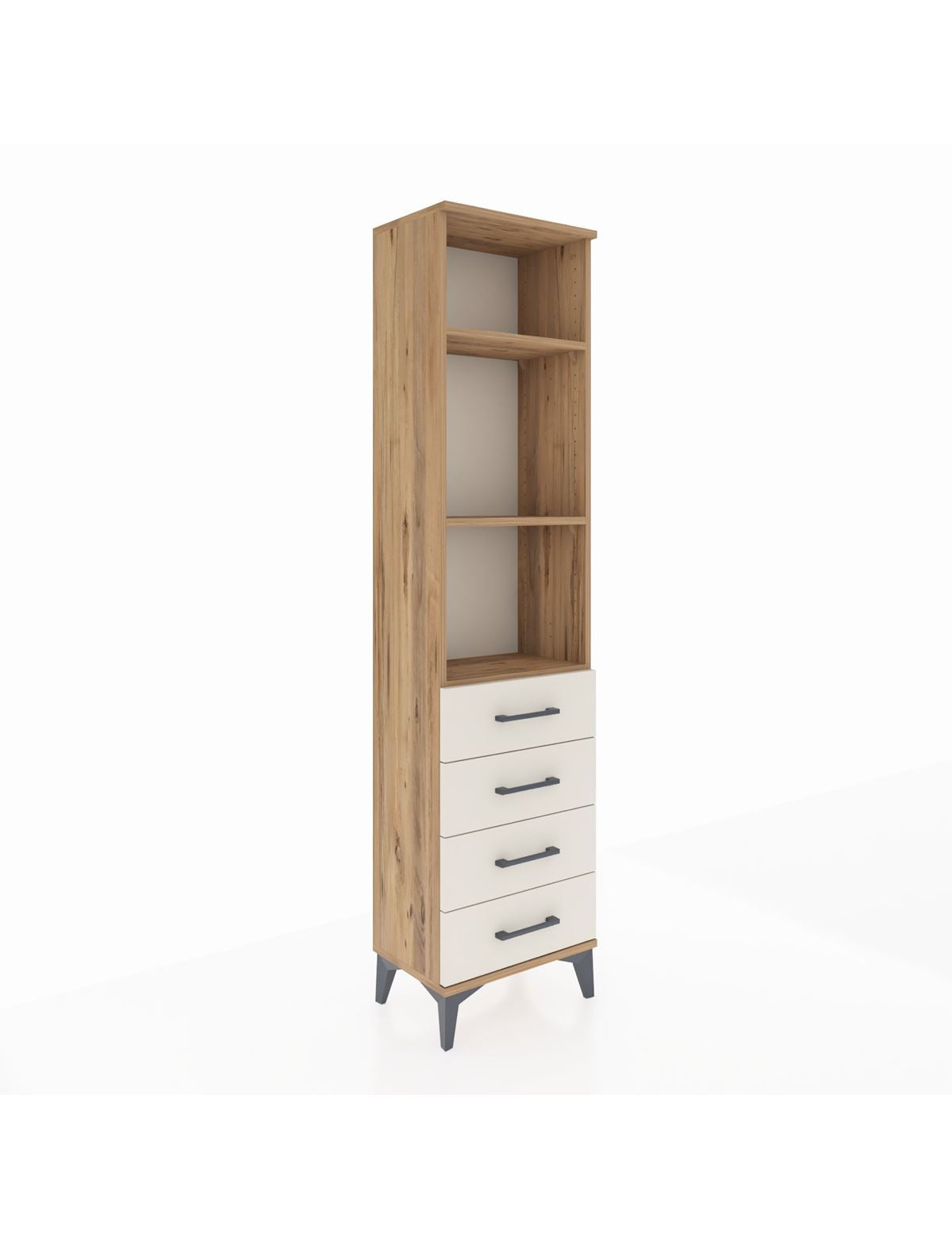 Arges Dolap 3 Raflı 4 Çekmeceli 44x30x182 Çam-Aytaşı