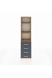 Arges Dolap 3 Raflı 4 Çekmeceli 44x30x182 Çam-Antrasit