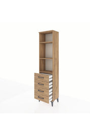 Arges Dolap 3 Raflı 4 Çekmeceli 44x30x182 Çam-Çam