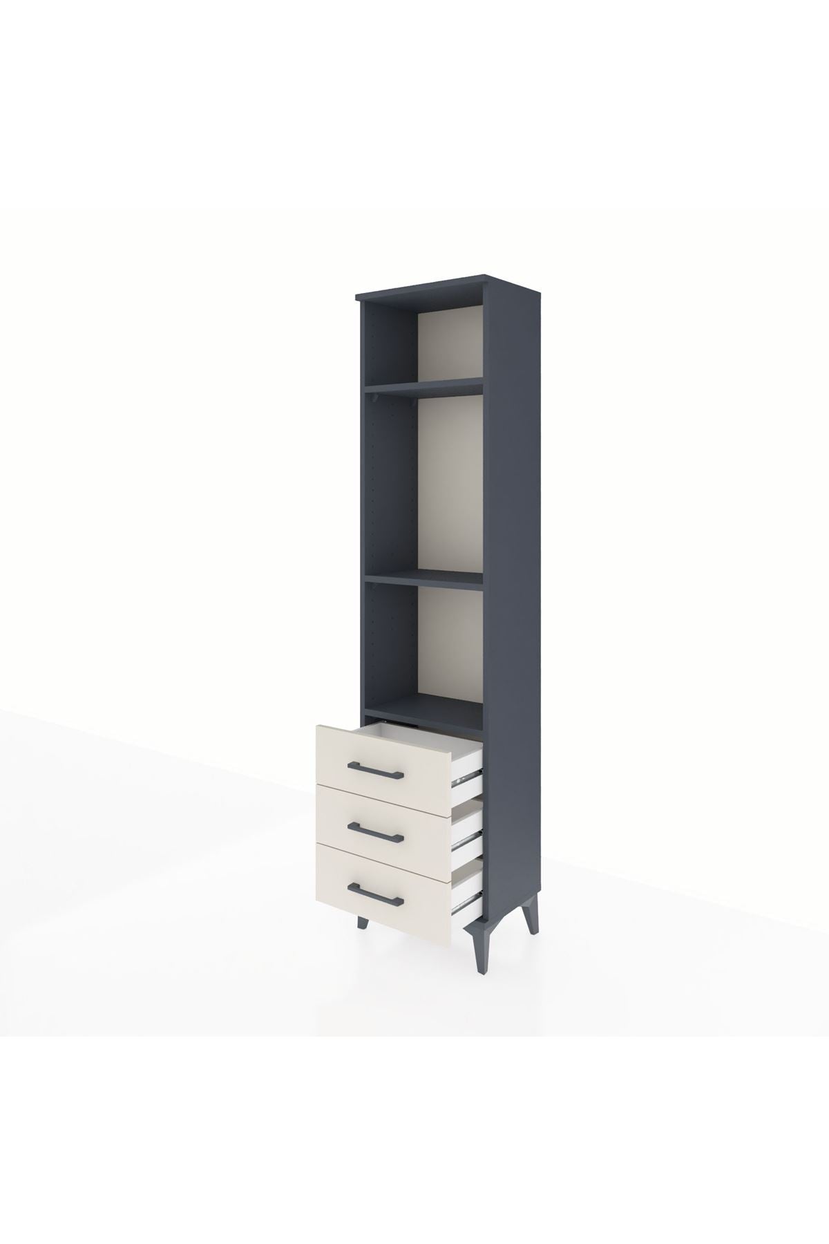 Arges Dolap 3 Raflı 3 Çekmeceli 44x30x182 Antrasit-Aytaşı