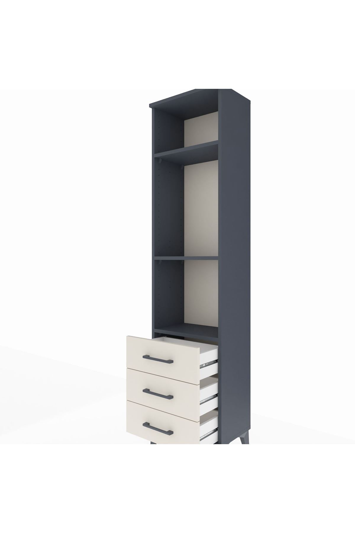 Arges Dolap 3 Raflı 3 Çekmeceli 44x30x182 Antrasit-Aytaşı