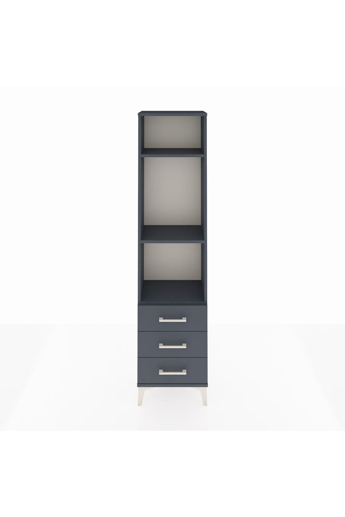 Arges Dolap 3 Raflı 3 Çekmeceli 44x30x182 Antrasit-Antrasit