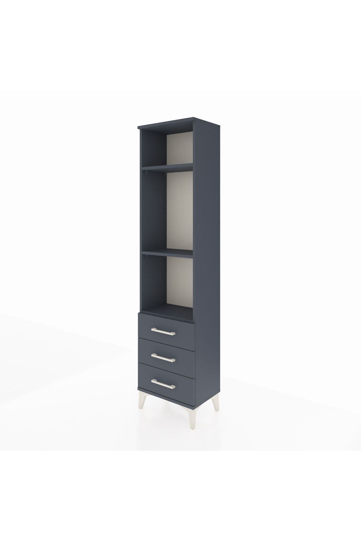 Arges Dolap 3 Raflı 3 Çekmeceli 44x30x182 Antrasit-Antrasit