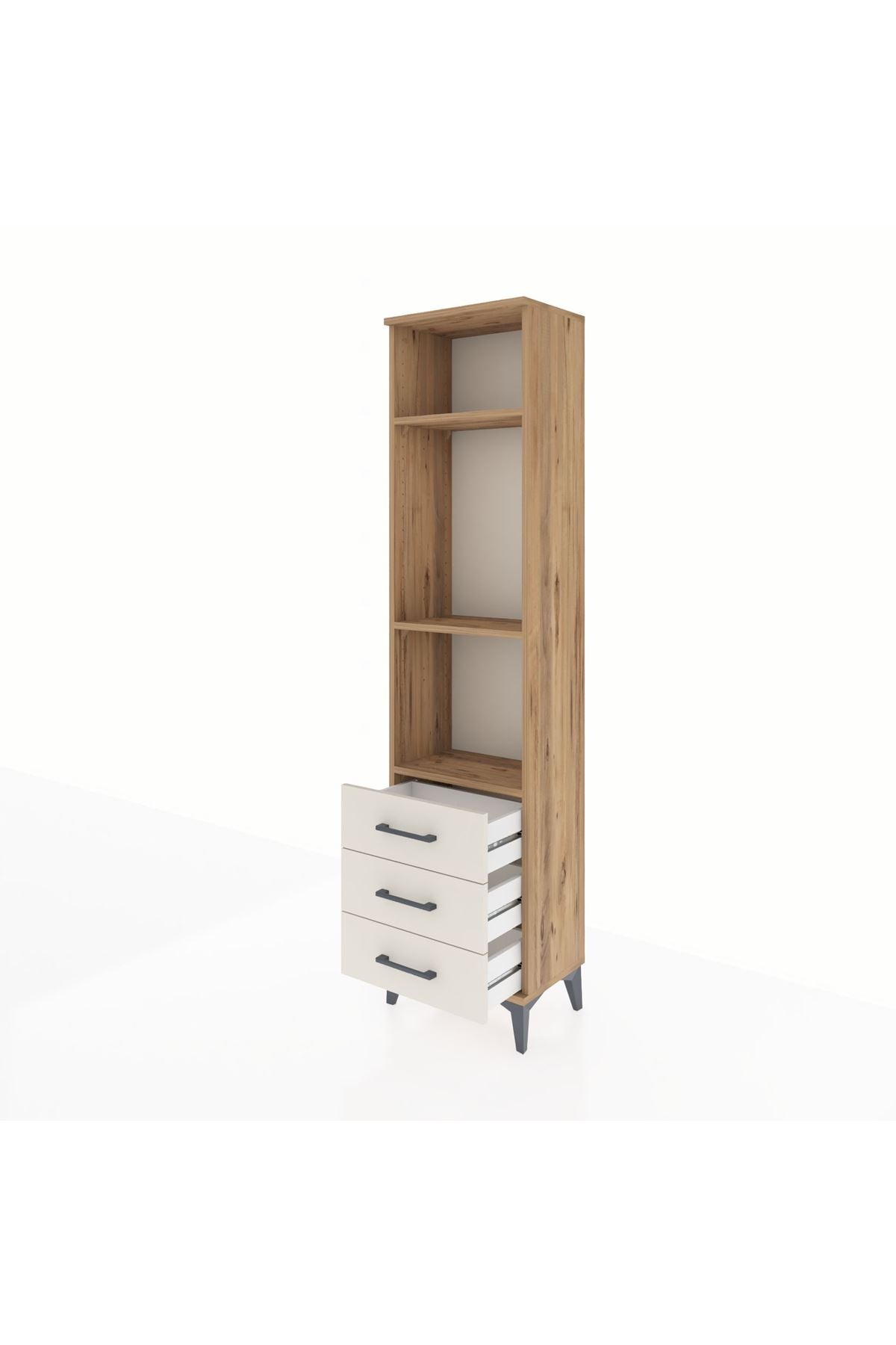 Arges Dolap 3 Raflı 3 Çekmeceli 44x30x182 Çam-Aytaşı