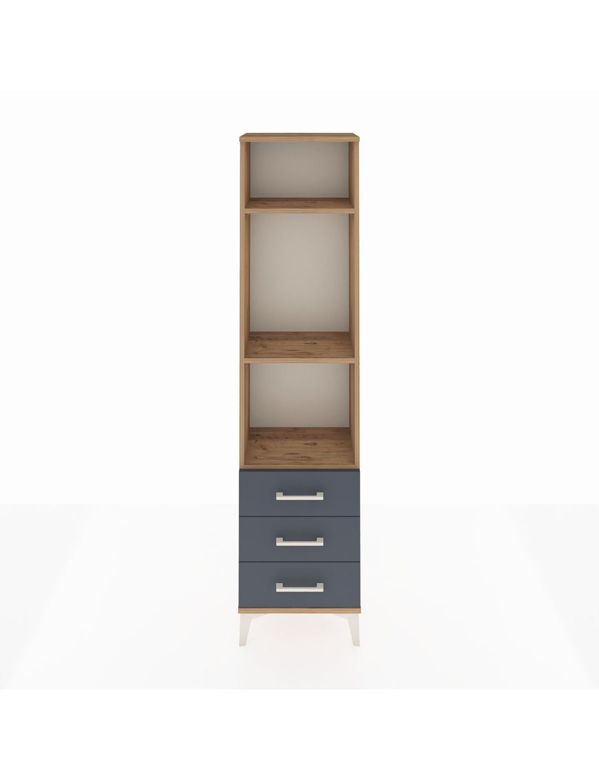 Arges Dolap 3 Raflı 3 Çekmeceli 44x30x182 Çam-Antrasit