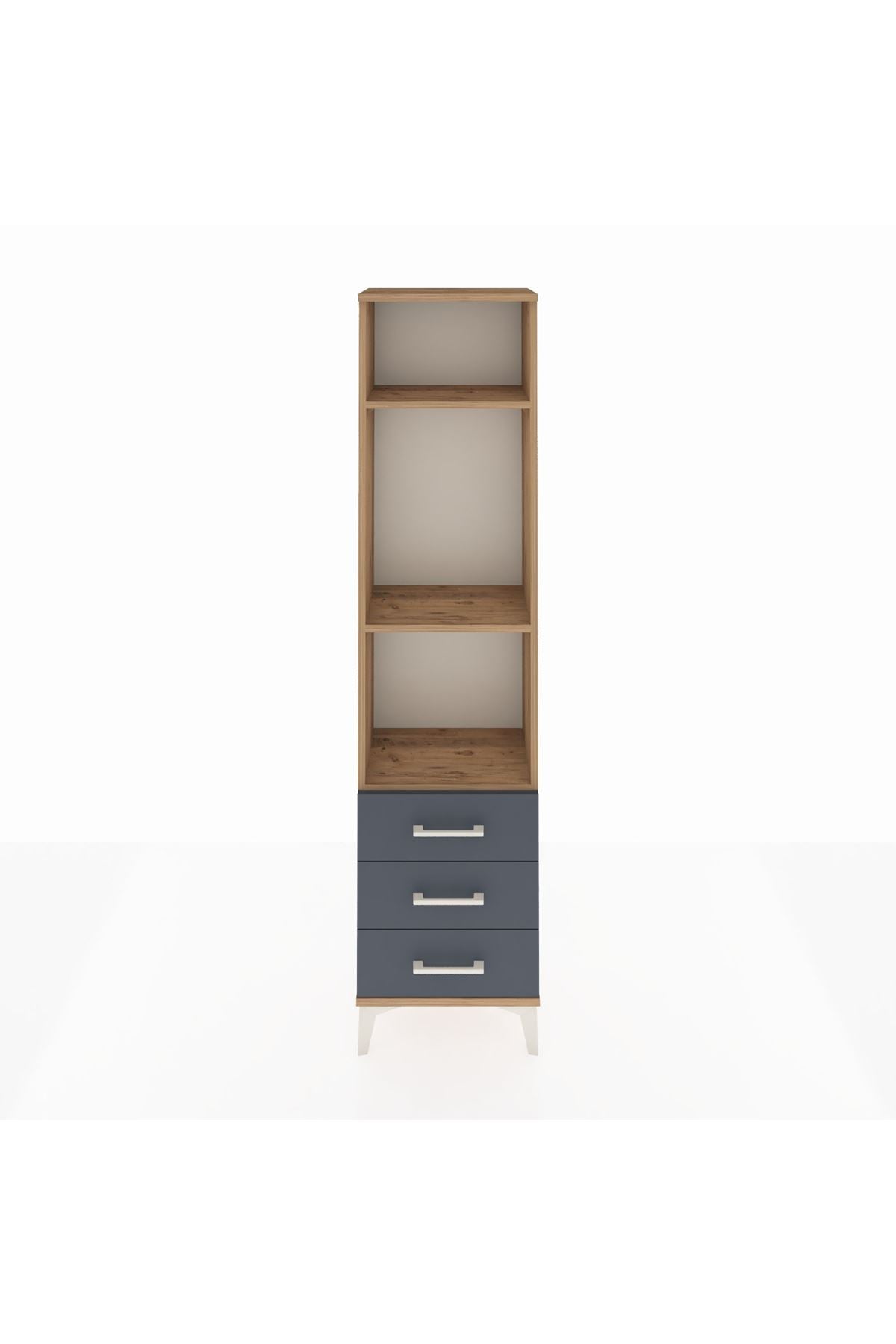 Arges Dolap 3 Raflı 3 Çekmeceli 44x30x182 Çam-Antrasit