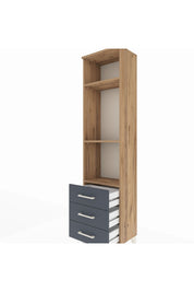 Arges Dolap 3 Raflı 3 Çekmeceli 44x30x182 Çam-Antrasit