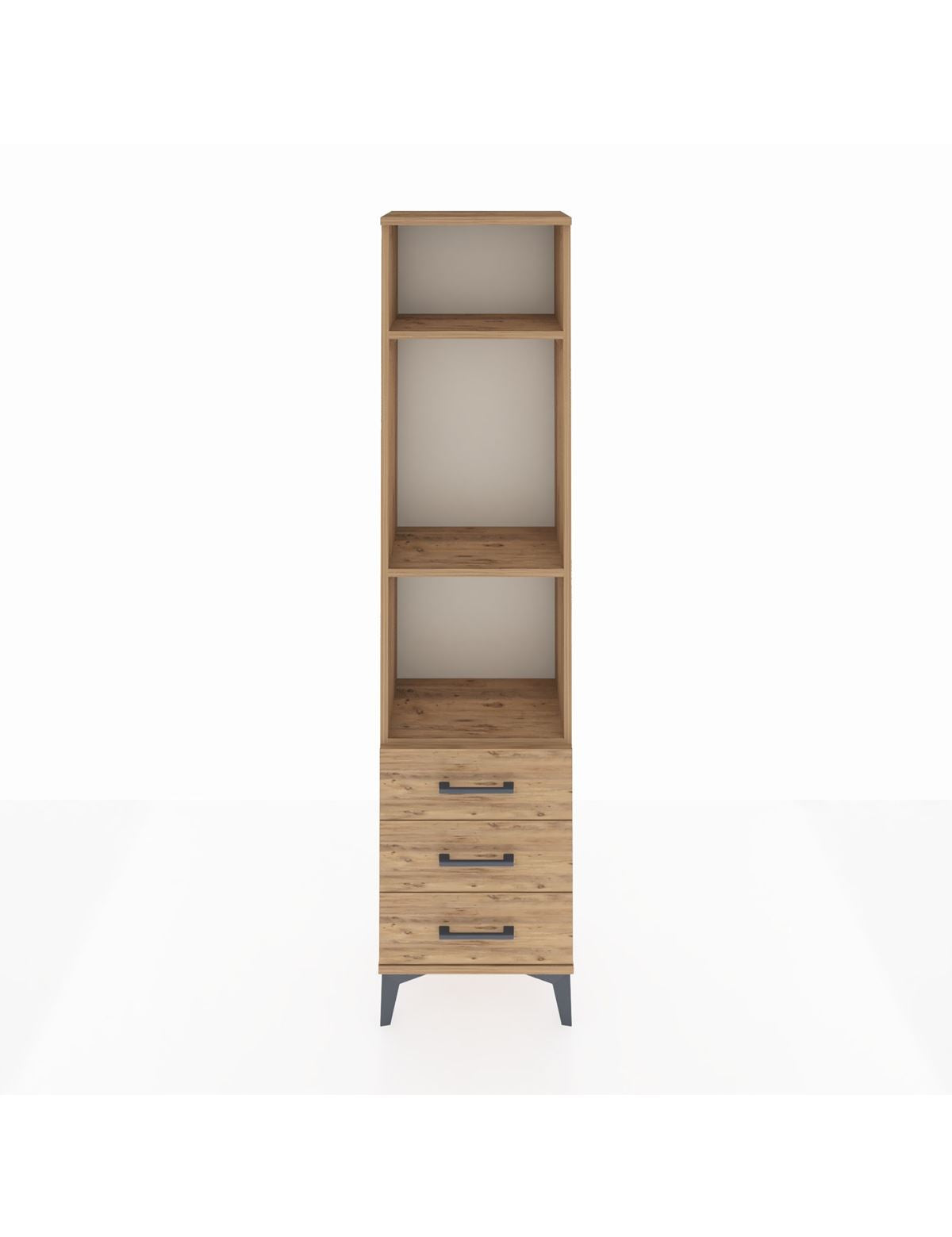 Arges Dolap 3 Raflı 3 Çekmeceli 44x30x182 Çam-Çam