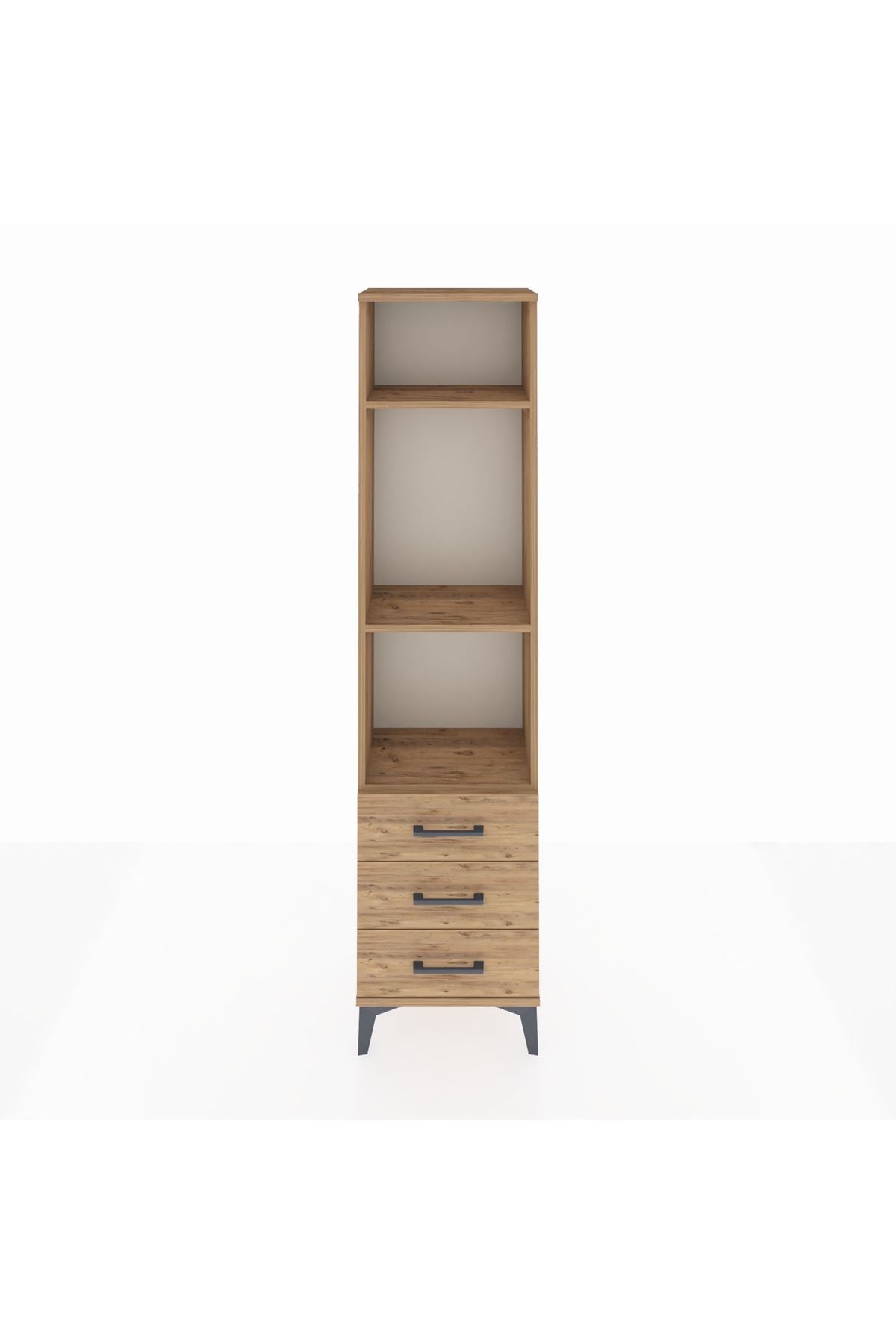 Arges Dolap 3 Raflı 3 Çekmeceli 44x30x182 Çam-Çam