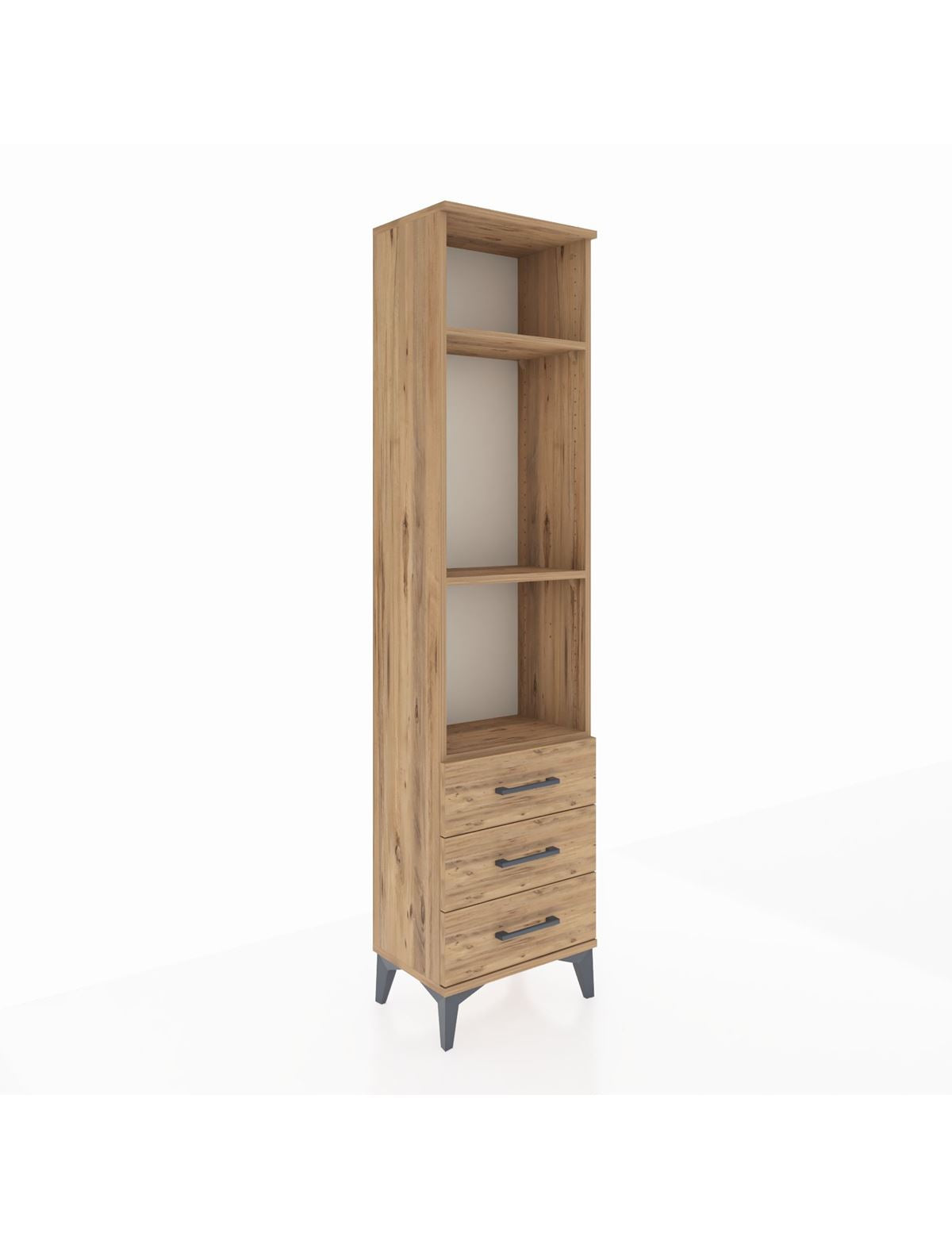 Arges Dolap 3 Raflı 3 Çekmeceli 44x30x182 Çam-Çam