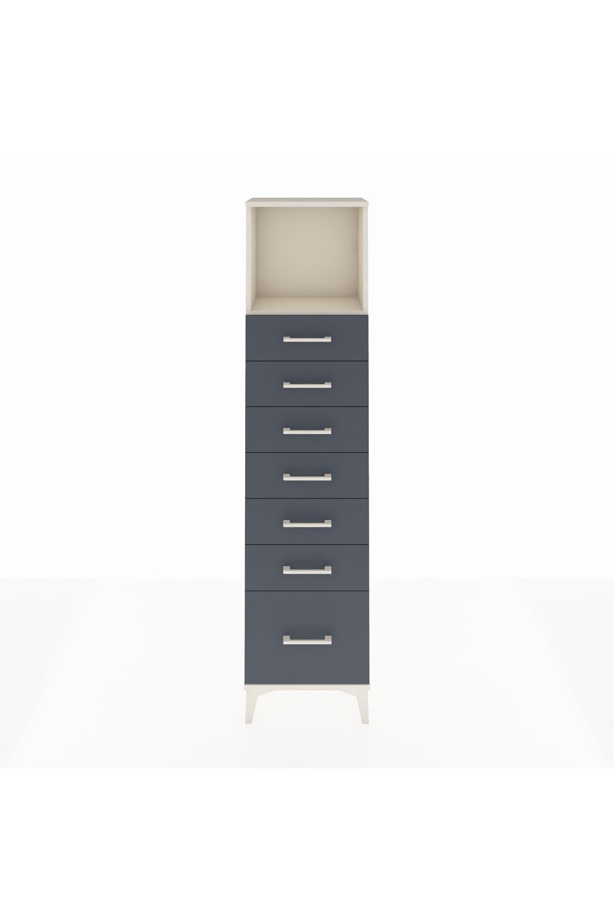 Arges Dolap Tek Raflı 7 Çekmeceli 44x30x182 Aytaşı-Antrasit