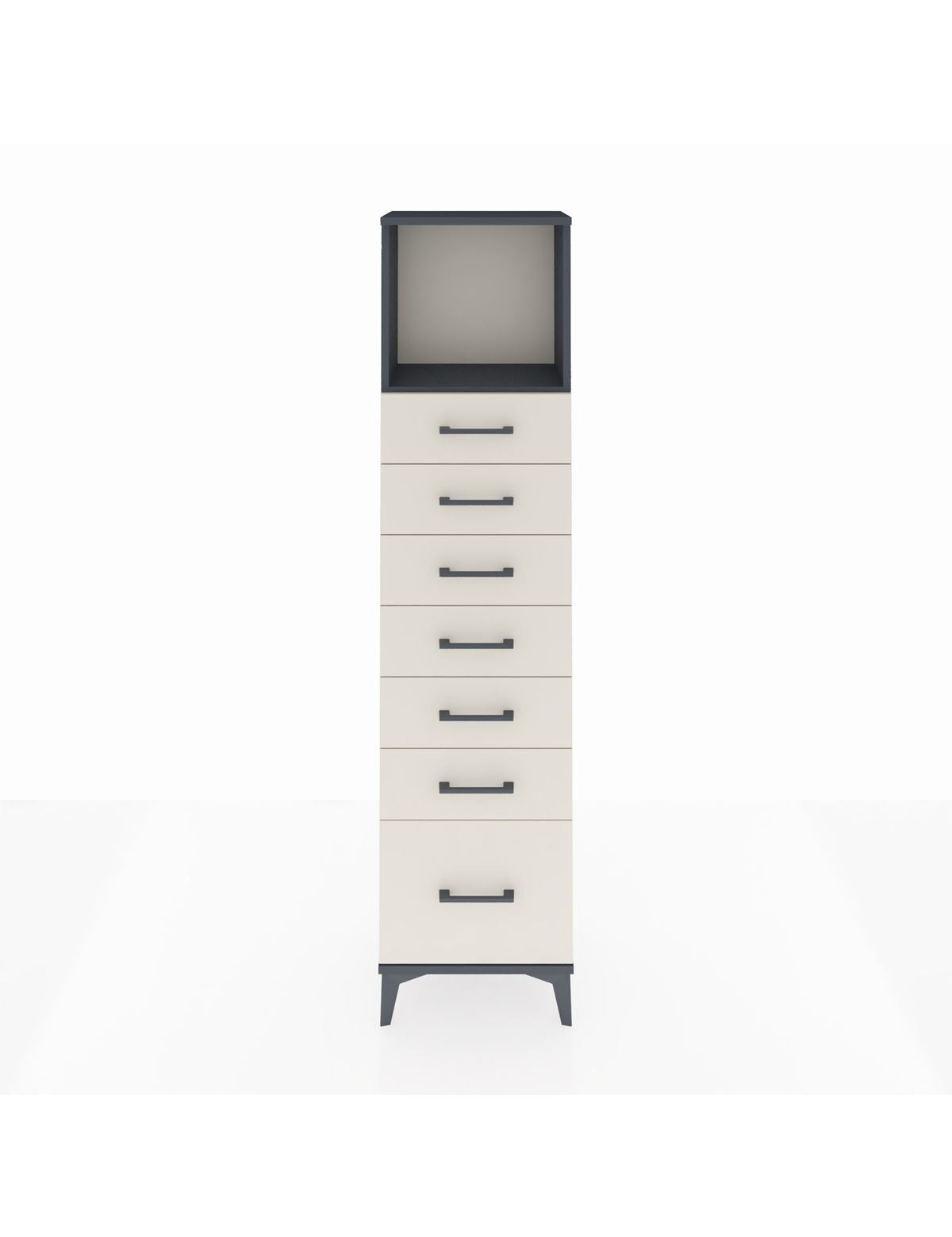 Arges Dolap Tek Raflı 7 Çekmeceli 44x30x182 Antrasit-Aytaşı