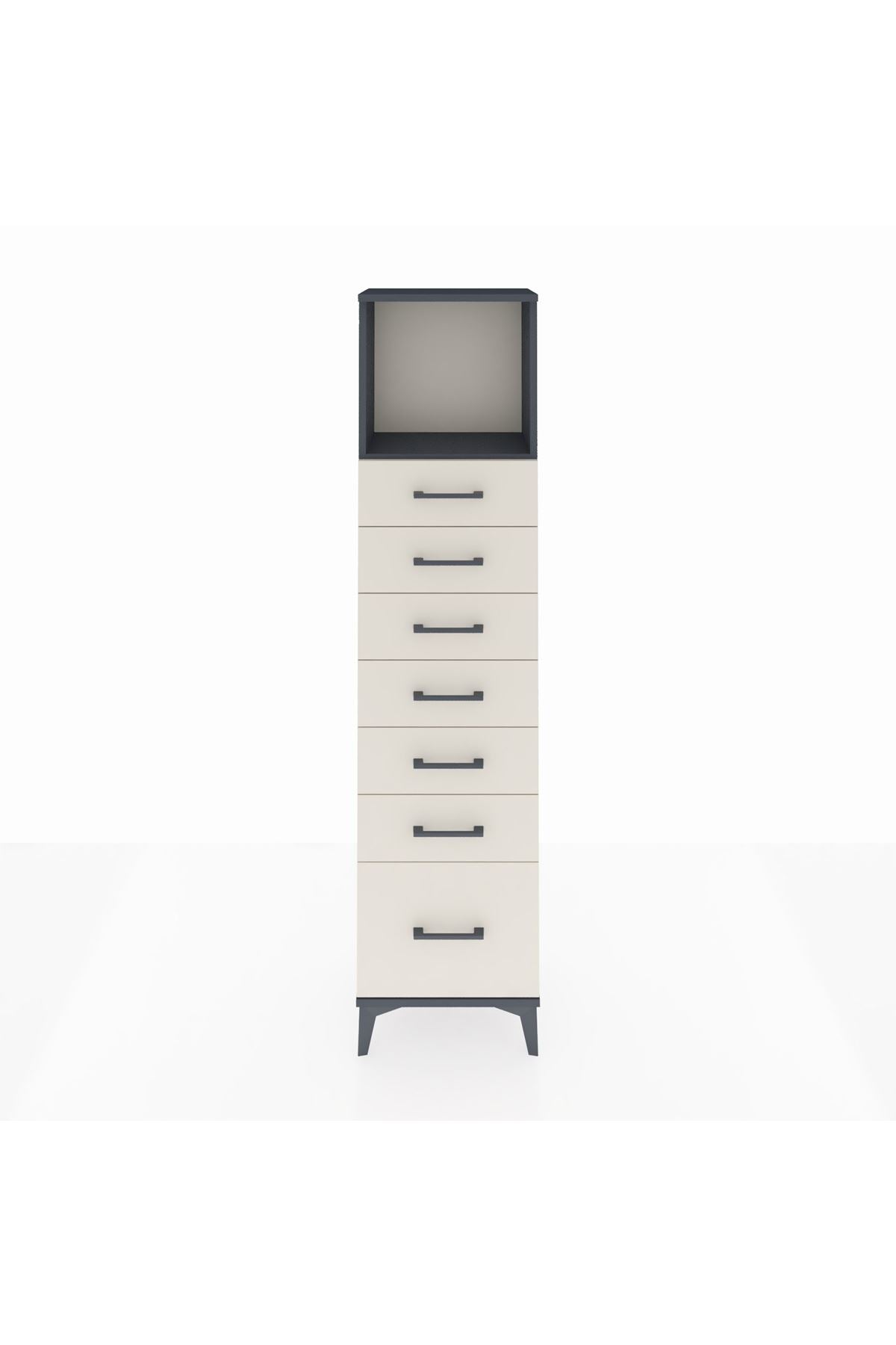 Arges Dolap Tek Raflı 7 Çekmeceli 44x30x182 Antrasit-Aytaşı