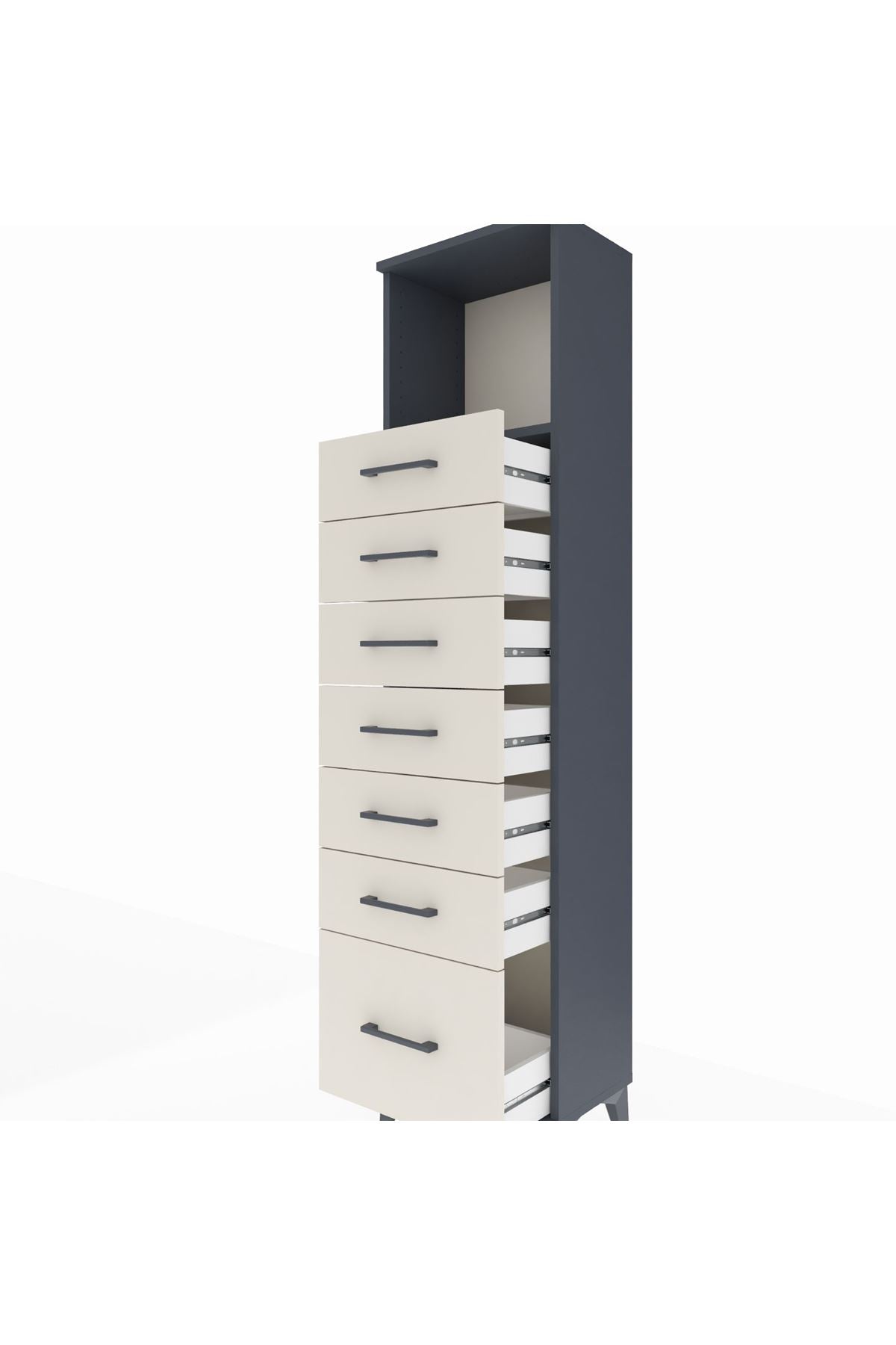 Arges Dolap Tek Raflı 7 Çekmeceli 44x30x182 - S22M038V4A