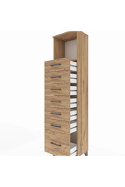 Arges Dolap Tek Raflı 7 Çekmeceli 44x30x182 Çam-Çam