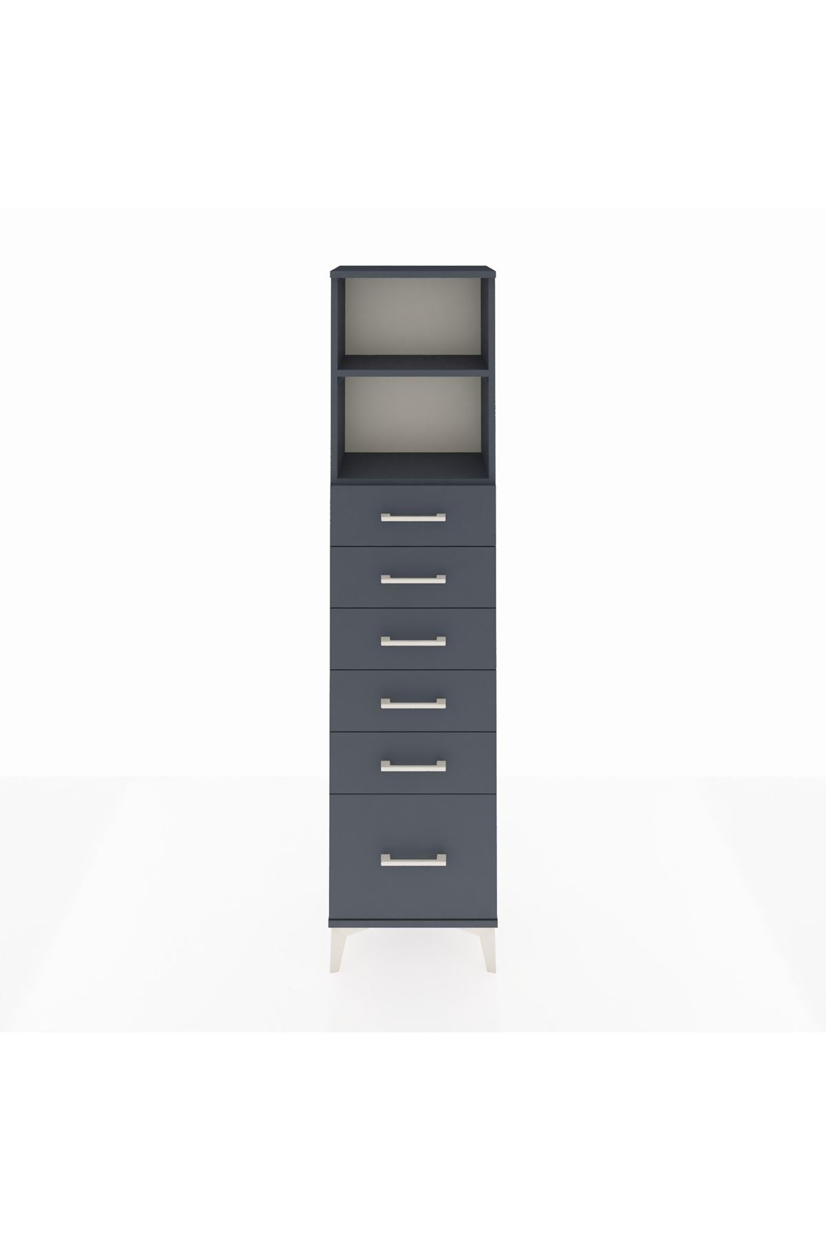 Arges Dolap 2 Raflı 6 Çekmeceli 44x30x182 Antrasit-Antrasit