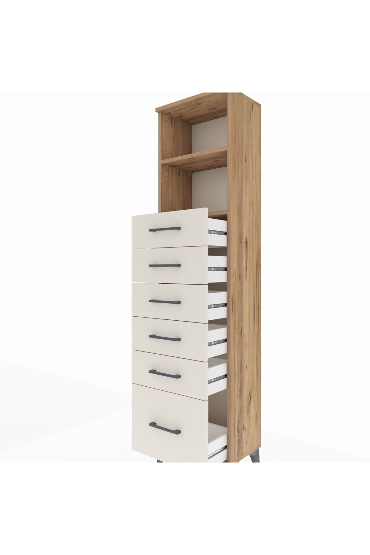 Arges Dolap 2 Raflı 6 Çekmeceli 44x30x182 Çam-Aytaşı